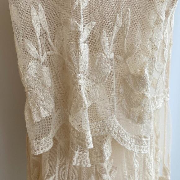 NWT Rachel Zoe Cream Floral Embroidered Lace Boho Coverup Kimono Duster ONE SIZE - Picture 8 of 12